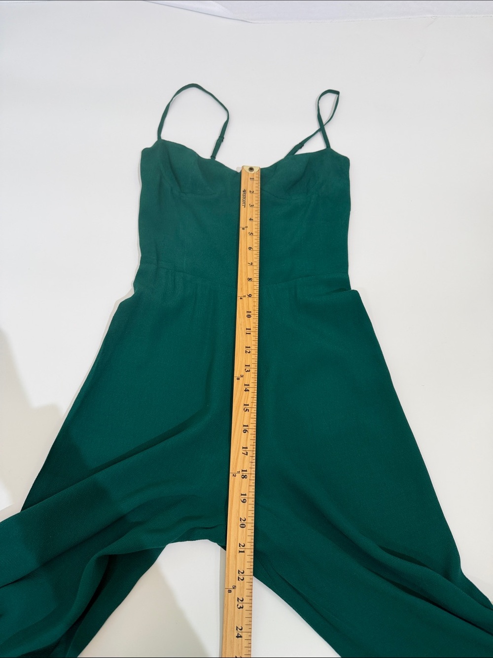 Reformation Jumpsuit Size 0 Emerald Green Smocked Back - Picture 10 of 12